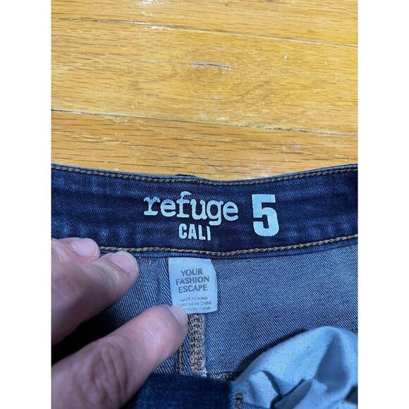 Refuge Jeans Womens 5 Skinny Blue Mid Rise Distressed Stretch Denim Festival Y2K - Picture 3 of 7